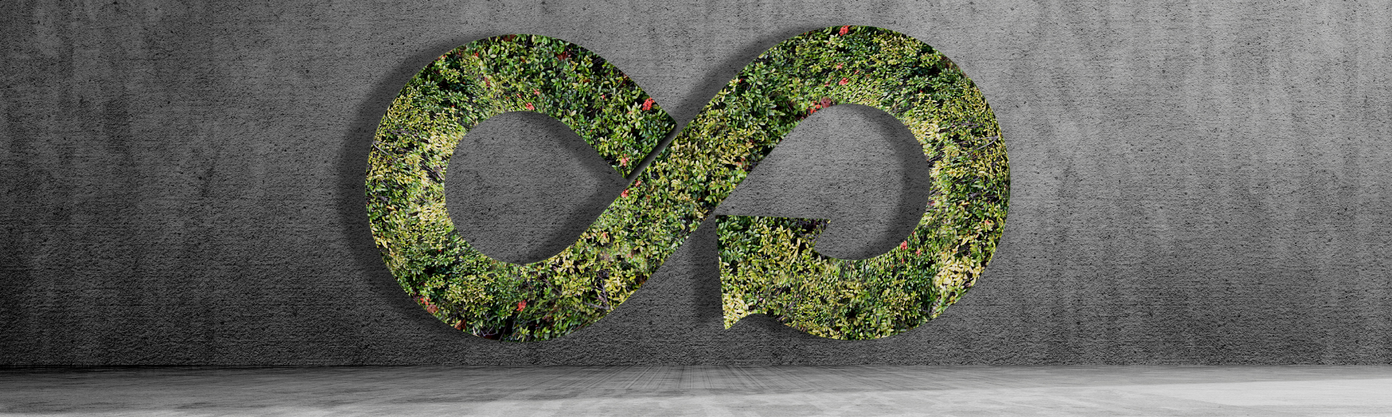 Ecological Infinity Sign In Front of a Concrete wall