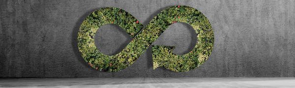 Ecological Infinity Sign In Front of a Concrete wall